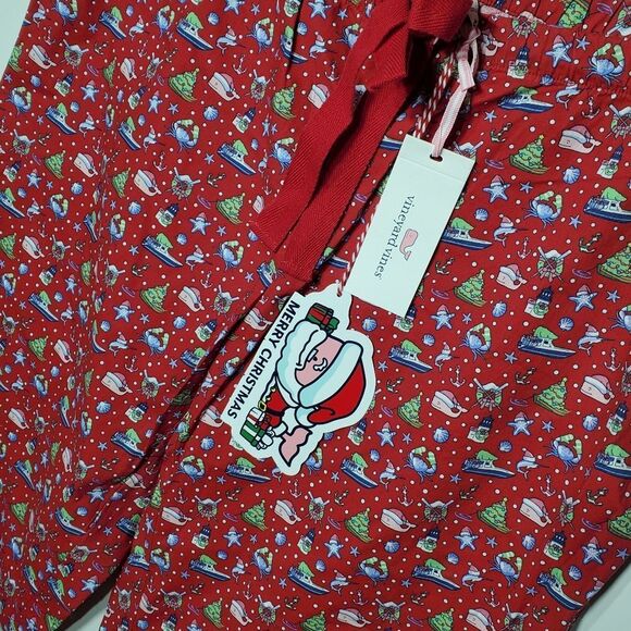 NEW M CHRISTMAS VINEYARD VINES RED WHALE SAILBOAT LOUNGE PAJAMA PANT MEDIUM NWT - Picture 3 of 7